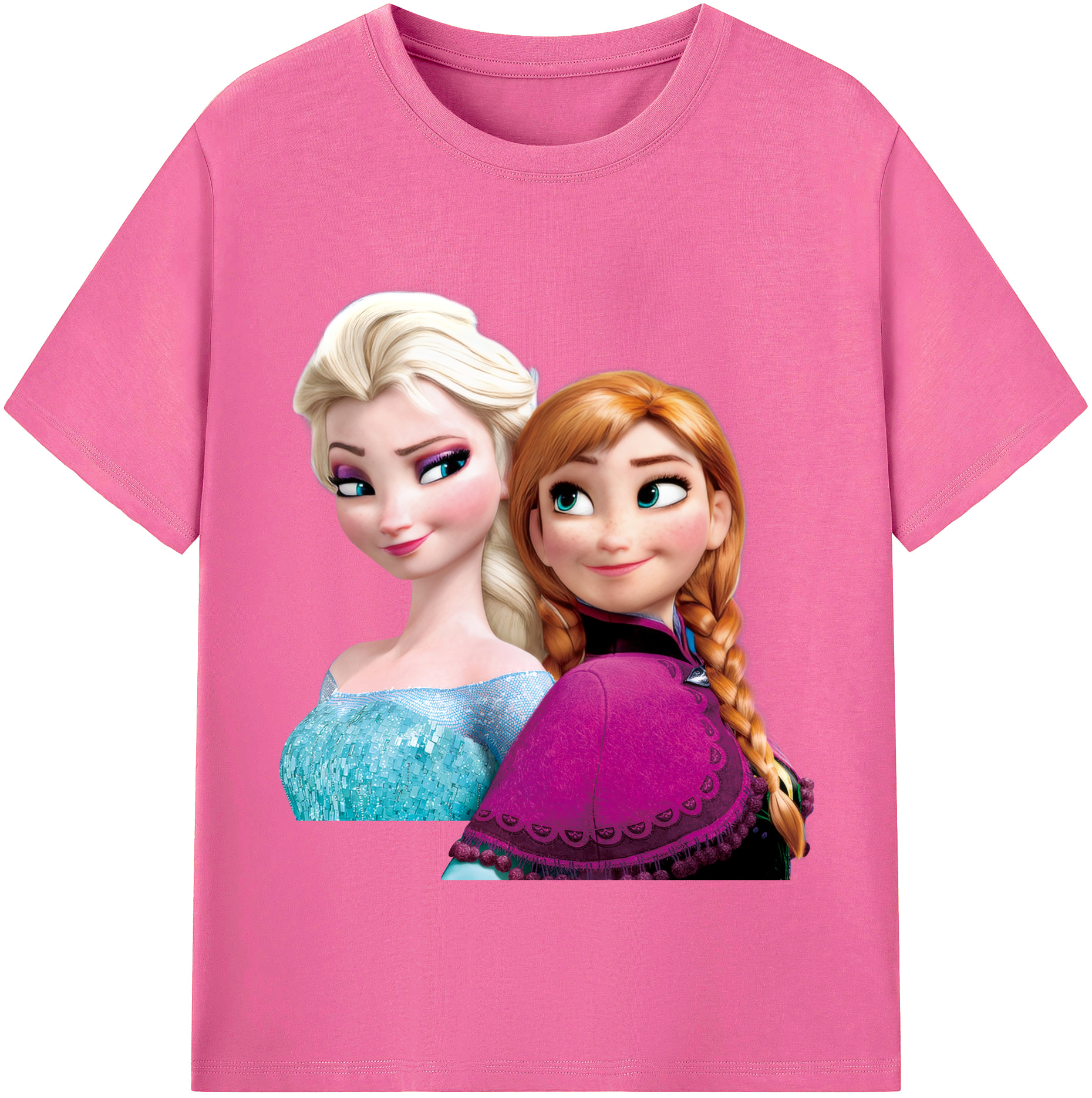 （画像用） アナと雪の女王 アンナ エルサ Frozen Anna Elsa レディースカジュアルプリントTシャツ（綿100％）